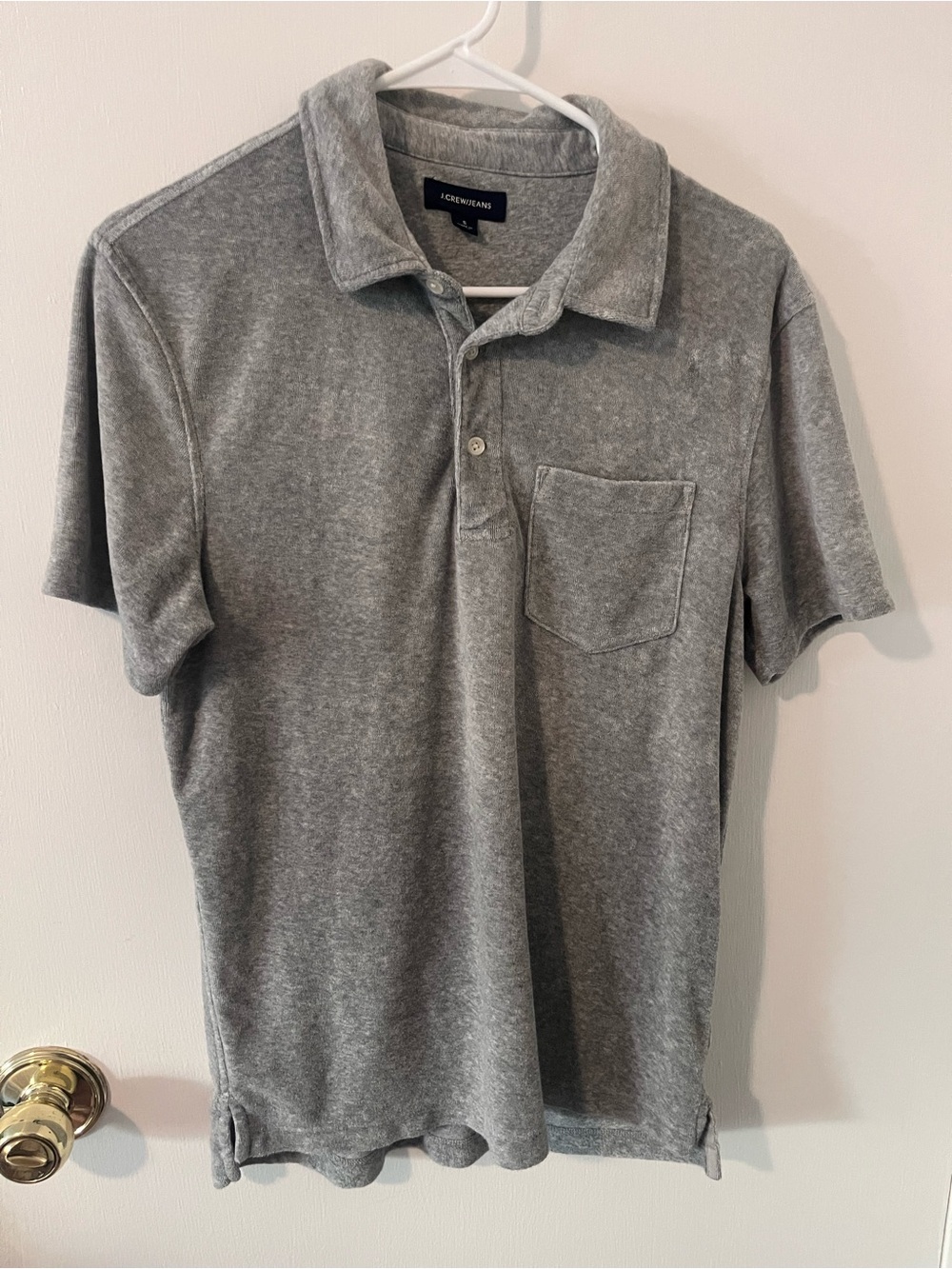J.Crew Men’s French Terry Polo Short Sleeve Gray Size Small